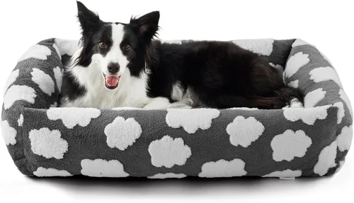 Miniatura 7 de JOEJOY Cama mediana para perros de tamaño mediano, cama ortopédica rectangular lavable para mascotas con funda de cremallera extraíble, bonita cama