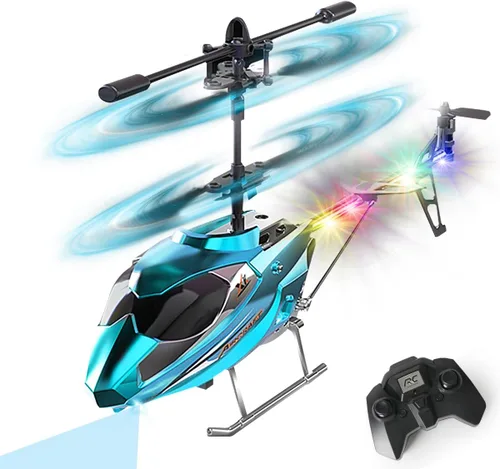 VATOS Helicóptero RC para niños, helicóptero de control remoto de 2.4G con luz LED para niños de 12 años en adelante, altura fija, despegue con una