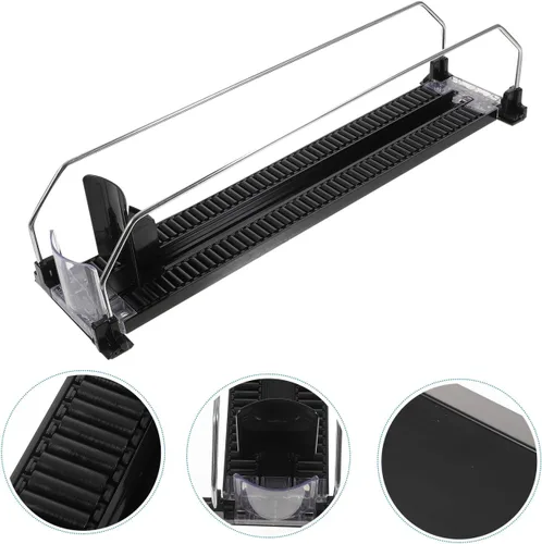 Miniatura 9 de Hemobllo Estante dispensador de latas de bebidas, máquina expendedora automática, bandeja de empujador, organizador de latas de soda, estante