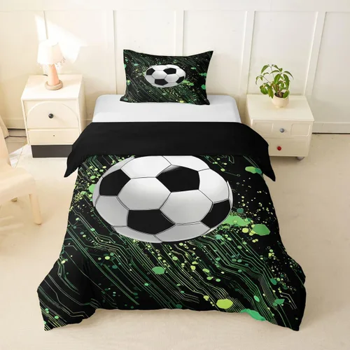 Miniatura 44 de Erosebridal Sports Duvet Cover Football Patchwork Bedding Sets, Geometric Ball Pattern Bed Cover Rugby Game Bed Set Twin