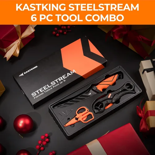 Miniatura 2 de KastKing SteelStream - Juego de herramientas de pesca de 6 piezas, alicates de pesca resistentes a la corrosión con cordón, cuchillo de filete