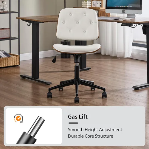 Miniatura 5 de VipDesk Silla pequeña de oficina en casa, silla de escritorio sin brazos con respaldo medio con giro de 360° y ruedas, silla de computadora moderna