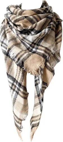 Miniatura 25 de Wander Agio - Bufanda envolvente con diseño a cuadros o triangular para mujer, cálida y larga, de punto, sensación de cachemira, chal