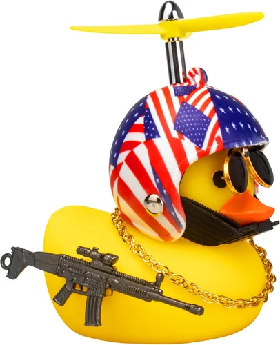 Miniatura 9 de wonuu Adornos de pato de goma para automóvil, pato amarillo fresco, decoraciones de tablero de automóvil, gafas chirriantes de pato con casco de Y