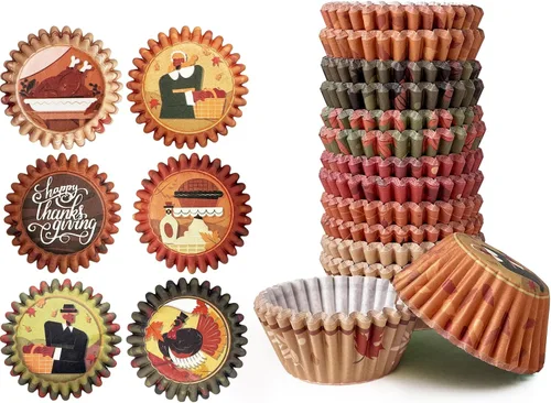Miniatura 13 de qiqee 300 forros estándar para cupcakes, 6 diseños de papel azul degradado para cupcakes, tazas para hornear, envoltorios de cupcakes