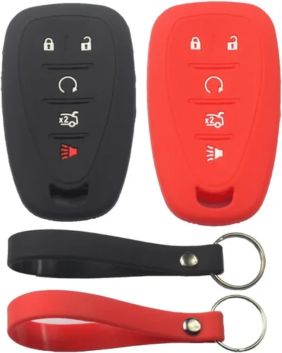 Miniatura 7 de 2 fundas de silicona de goma negra con 5 botones para llave inteligente, sin llave, compatible con Chevrolet Chevy Traverse Blazer Trailblazer