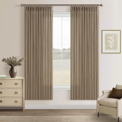 Miniatura 94 de TWODRAPES Cortinas de Lino Plisadas con Pinza Beige Blancas de 54 Pulgadas de Largo 2 Paneles para Comedor Cocina Dormitorio Plisadas Semi