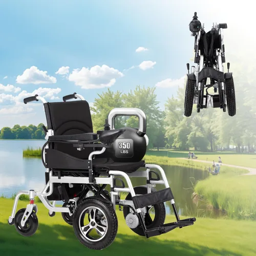 Miniatura 10 de Silla de ruedas eléctrica, ligera y portátil para adultos, sillas de ruedas motorizadas de 500 W, alcance de viaje de 25 millas de largo, silla