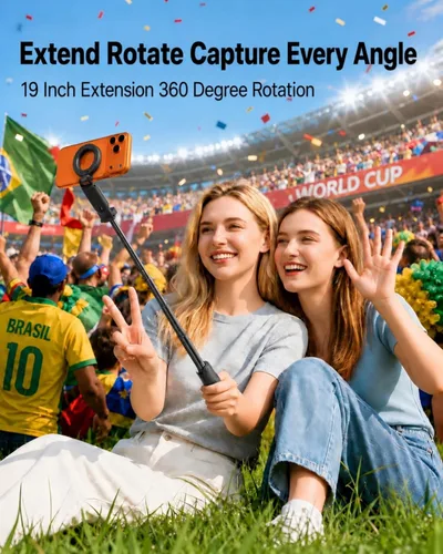 Miniatura 5 de Magnetic Mini Selfie Stick Tripod for iPhone & Android, 19" Pocket Size 4-in-1 Phone Camera Grip with Rechargeable Remote & Ergonomic Handle, for