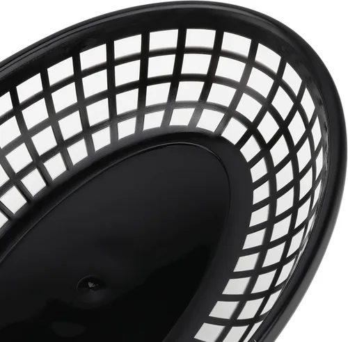 Miniatura 3 de Paquete de 40 cestas de plástico negro de 8.9 x 5.7 x 1.6 pulgadas, cestas para servir restaurantes, bandeja ovalada de comida rápida para picnic