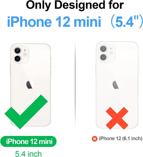 Miniatura 7 de Antsturdy Funda tipo cartera compatible con iPhone 12 Mini, funda de piel sintética con bloqueo RFID, funda para teléfono para mujeres y hombres