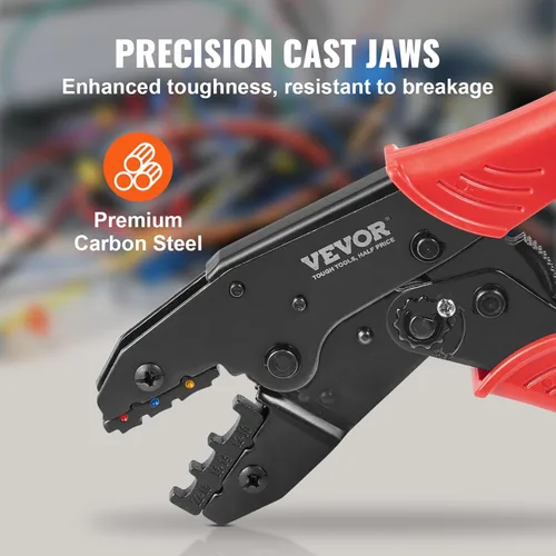 Miniatura 4 de VEVOR Herramienta de prensado para conectores eléctricos aislados AWG22-10 Engarzadora de terminales de nailon y termorretráctil, alicates
