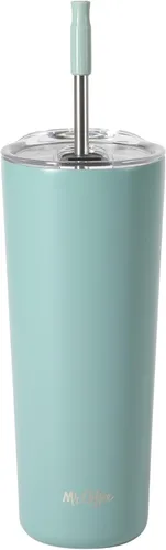 Miniatura 10 de Mr. Coffee Java Quest - Vaso térmico de acero inoxidable de doble pared de 16 onzas con tapa y popote reutilizable, con aislamiento térmico