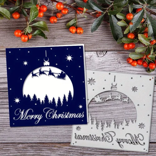 Miniatura 14 de Lapoo Troquel de corte de metal de Navidad para álbumes de recortes, marco de fondos 3D, troqueles de corte, bricolaje, álbum, decoración