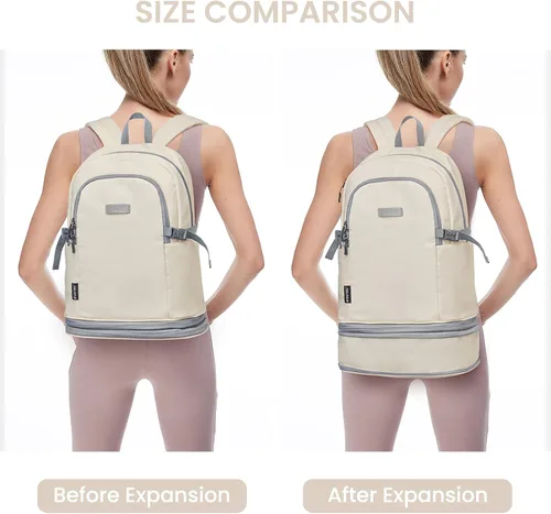 Miniatura 7 de G4Free Mochila de gimnasio para mujer con compartimento para zapatos y bolsillo húmedo, mochila de viaje impermeable, mochila deportiva ligera