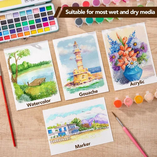 Miniatura 7 de 240 hojas de papel de acuarela a granel, papel de prensa en frío de 110 lb/230 GSM, papel de color de agua blanca para dibujar tarjetas de regalo