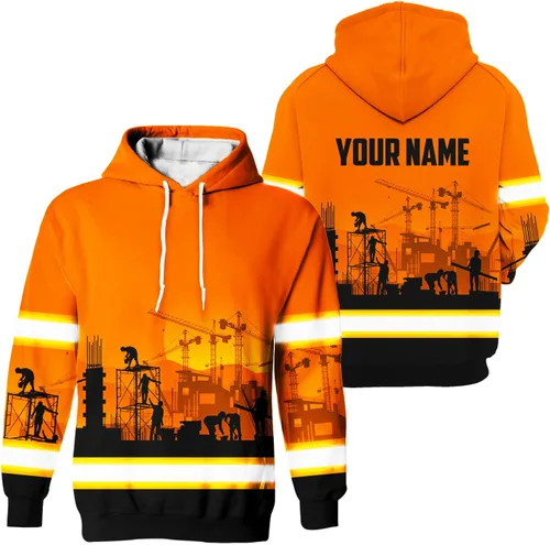 Miniatura 15 de Sudadera con capucha de alta visibilidad para hombres - Colección de trabajos con nombre personalizado Clase 3 Ropa de trabajo reflectante