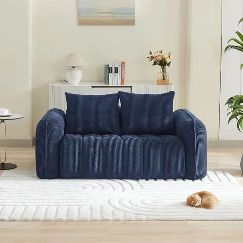 Miniatura 10 de Sofá Loveseat Sin Armazón de 66'', Sofá de 2 Plazas con Asientos Profundos Acolchados con Reposabrazos Redondeados, Sofá Nube de Pana Tapizado