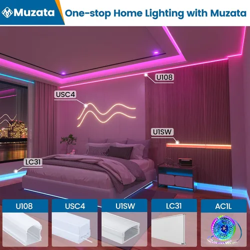 Miniatura 5 de Muzata Paquete de 6 de 3.3 pies/1M Canal LED Excelente Sin Manchas Difusor de Tira LED con Cubierta Blanca Lechosa Más Gruesa Sin Puntos Calientes