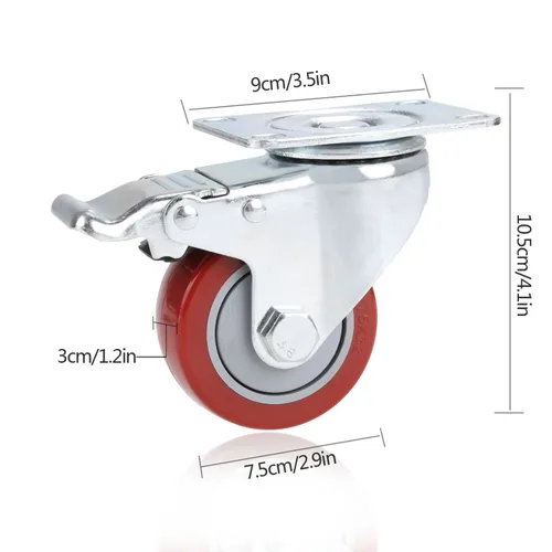 Miniatura 6 de Ruedas de 3 pulgadas que cargan 2000 libras con freno, juego de 4, incluye tornillos y llaves, ruedas giratorias de 360° para muebles, remolques