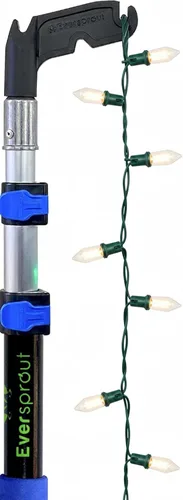 EVERSPROUT Gancho Utilitario de 1.5 a 3 Pies con Poste Extensible (Alcance de 8 Pies de Altura) | Instalación y Colocación de Luces Navideñas/de