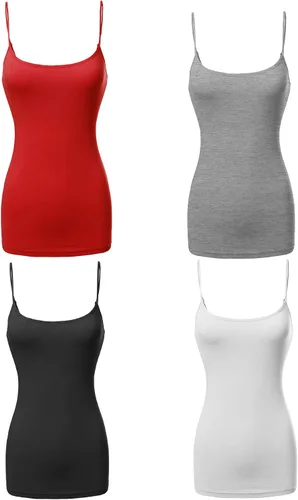 Miniatura 3 de Made by Emma Camiseta básica de tirantes delgados ajustables para mujer (4 unidades)