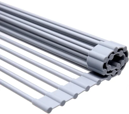Miniatura 6 de iPEGTOP Escurreplatos de cocina en fregadero, inoxidable, en encimera o extensibles sobre el fregadero con soporte para utensilios negro, acero