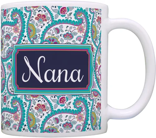 Regalo del Día de la Madre para Nana Regalo de Cumpleaños Taza de café de cerámica de 11 oz con asa Paisley 11oz - Nana