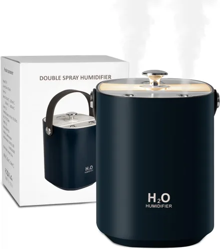 Humidificadores para dormitorio, humidificadores portátiles de niebla fría de 1.2 L, humidificador de escritorio USB, con luz nocturna cálida y