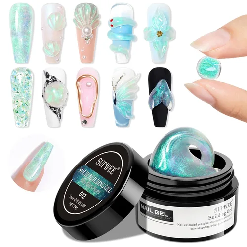 Miniatura 18 de Gel de Escultura 3D en Blanco Perla para Arte en Uñas, Gel Constructor Sólido Antiadherente para Manos, Uñas Duras para Extensión, Moldeado