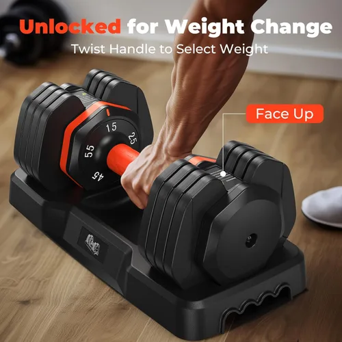 Miniatura 3 de FLYBIRD - Juego de mancuernas ajustables de 2 piezas, juego de mancuernas de 110LB/50LB para ejercicio y fitness en el gimnasio en casa, cambio Par