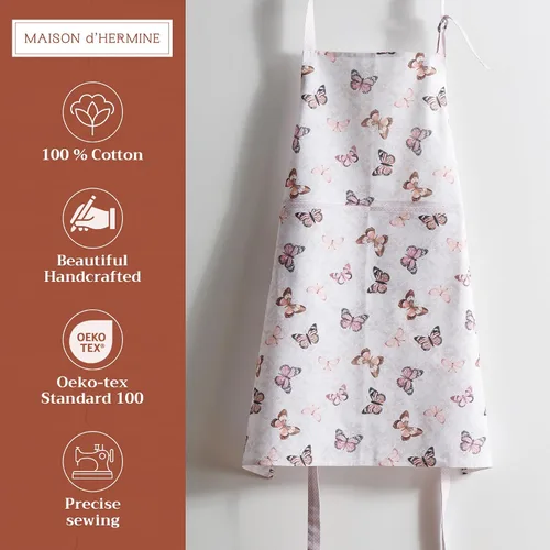 Miniatura 2 de Maison d' Hermine 100% Cotton Apron for women with Pocket Kitchen Chef Apron for Men Cooking Spring Summer 143 - Mariposas