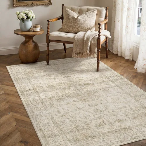 Miniatura 112 de HUGEAR 8x10 Alfombras lavables a máquina color marrón para pasillo, alfombra grande de área interior, alfombra de acento floral, alfombra de pelo