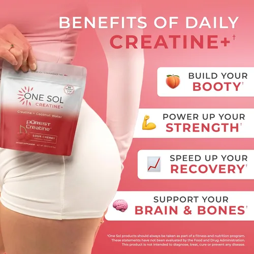 Miniatura 4 de One Sol Creatina para mujeres, polvo de creatina natural para mujer con creatina pura y agua de coco, aumenta la masa muscular magra, reduce