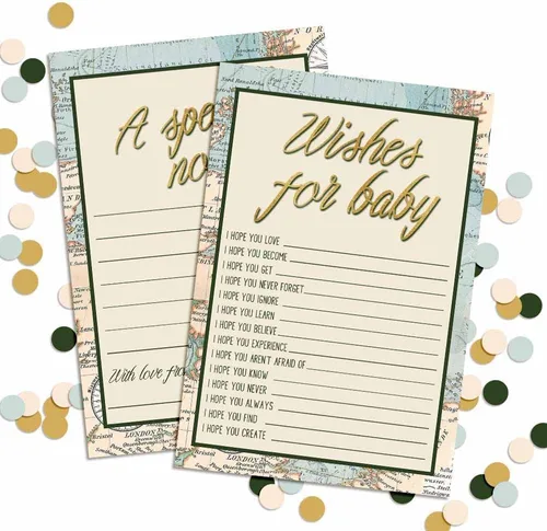 Miniatura 6 de Amanda Creation Adventure Awaits Baby Wishes Cards 20, 4 x 6 pulgadas, gran recuerdo y actividad divertida para baby showers, deseos para recuerdos