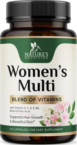 Multivitamínico para mujeres – Completo multivitamínico con vitaminas A, C, D, E, B6, B12, zinc, calcio y magnesio, suplemento multimineral diario