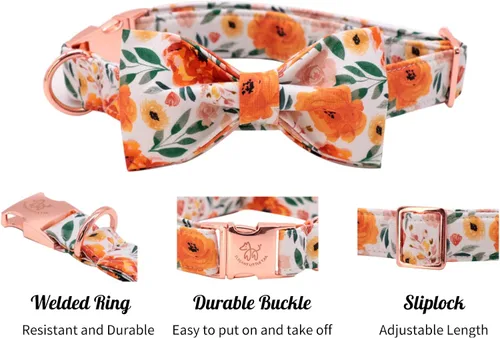 Miniatura 3 de Elegant little tail Collar de perro floral con lazo, cómodo corbatín para perro, collar de perro ajustable para perros y gatos pequeños, medianos
