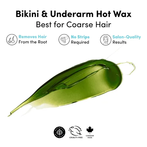 Miniatura 4 de Parissa Kit de cera caliente de bikini natural para microondas, cera dura sin tiras para cabello grueso en bikini y axilas, ideal para depilación