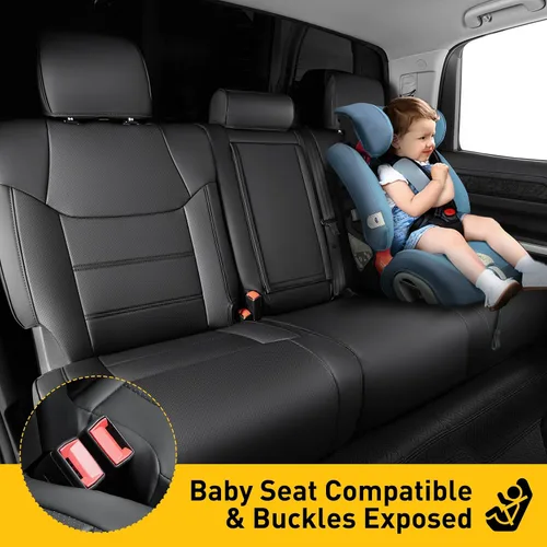 Miniatura 5 de Super Cover - Fundas de asiento delantero para Toyota Tundra 2014-2021 (solo asientos de cubo), protectores de asiento delantero de cuero