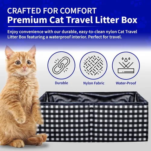 Miniatura 5 de Pet Fit For Life - Vibrante caja de arena plegable para gatos - Portátil, plegable, diseño compacto con cuenco de agua adicional - Ideal para coche