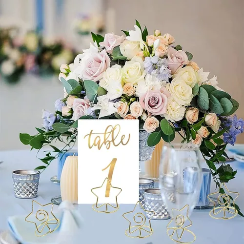 Miniatura 5 de ELANE Juego de portatarjetas de boda: mini estrellas, 20 piezas, soportes para números de lugar y mesa