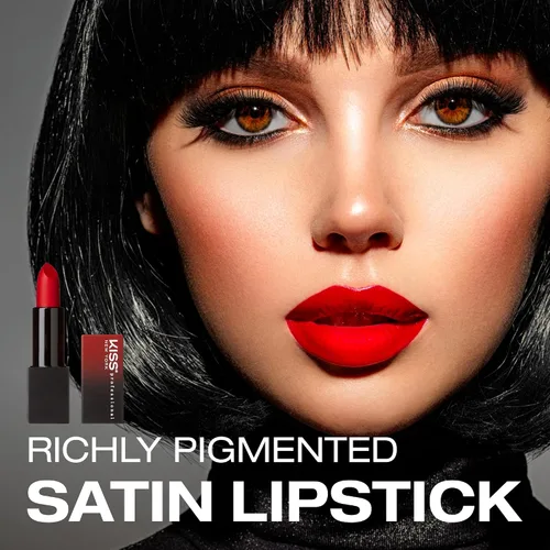 Miniatura 5 de Kiss New York Professional Rich Pigmented Lipstick, acabado satinado suave y cremoso, de larga duración, infundido con manteca de karité y vitamina