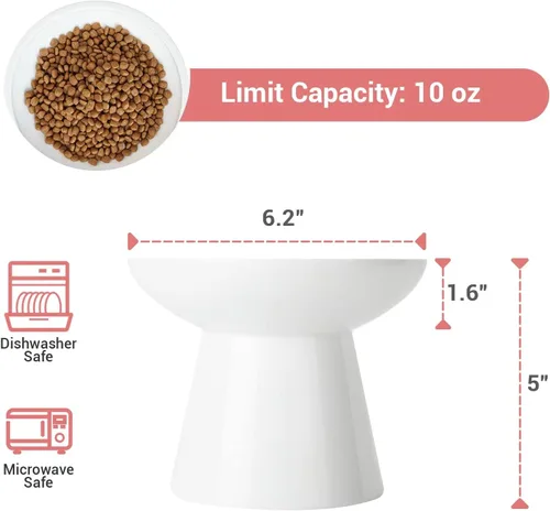 Miniatura 5 de CEEFU Cuenco elevado extra ancho de cerámica para gatos, plato poco profundo de 6.2 pulgadas para aliviar la fatiga de los bigotes, 5 pulgadas