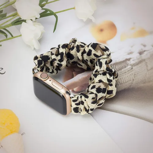 Miniatura 2 de TOYOUTHS - 3 paquetes compatibles con Apple Watch Band Scrunchies 1.496 in (38 mm) tela suave patrón impreso pulsera de tela para mujer iWatch