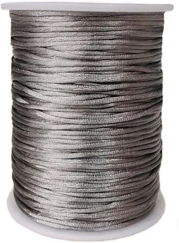 Miniatura 61 de 2.0 mm x 110 yardas de cordón de satén de nailon para abalorios, hilo trenzado para nudos chinos, rattail, macramé, pulseras, collares, fabricación