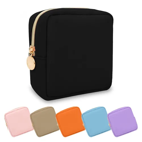 Miniatura 106 de Estuche pequeño para lápices y maquillaje para bolso, lindo estuche de lápices, bolsa de pinceles de maquillaje de nylon con cremallera, estuche