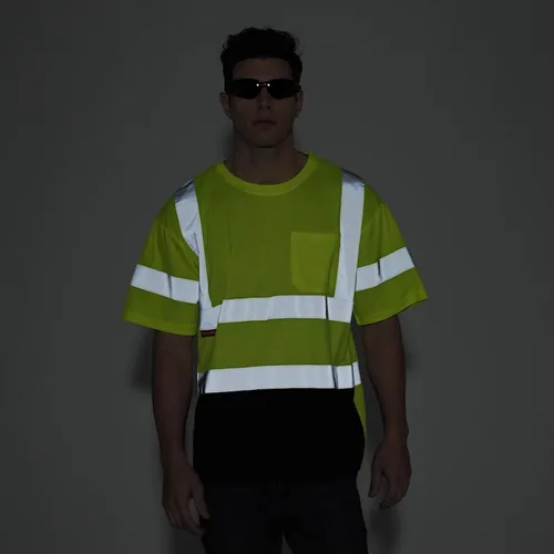 Miniatura 5 de ProtectX Camiseta de seguridad reflectante de manga corta de alta visibilidad, camisas de alta visibilidad transpirables resistentes para hombres