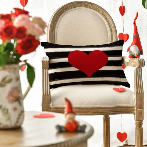 Miniatura 2 de AVOIN - Funda de almohada con diseño de corazón de amor, 12 x 20 pulgadas, decoración de día de San Valentín, día de la madre, aniversario, boda