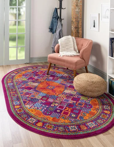 Miniatura 12 de Unique Loom Colección Calypso - Alfombra Trinidad (rectangular, 2 x 3 pies, fucsia/verde)