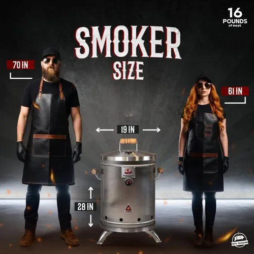 Miniatura 4 de Parrilla vertical 2 en 1 para ahumar (16 libras) - Acero inoxidable 304 de alta calidad - Termómetro y ventilación para barbacoa de carbón Barril